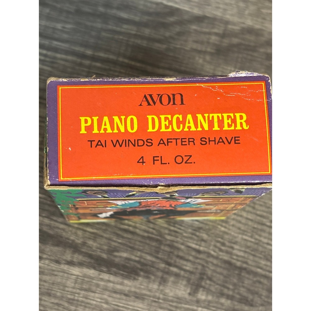 Vintage Avon Piano Decanter Tai Winds After Shave 4 oz Amber Glass Bottle Box‎